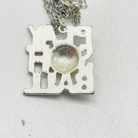 Play Softball Pendant Necklace Silver Tone Chain Glitter Letters Yellow Smiley - Picture 5 of 7